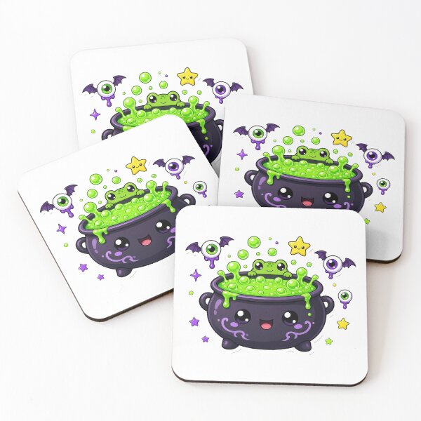 Item preview, Kawaii Frog Peeking from Bubbling Cauldron designed and sold by Moonlit Tower Art.