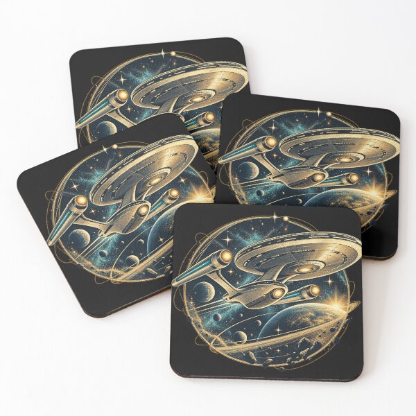 Item preview, Retro Starship Exploring a Golden Cosmic Galaxy designed and sold by Kate1art.