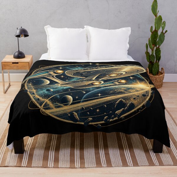 Item preview, Retro Starship Exploring a Golden Cosmic Galaxy designed and sold by Kate1art.