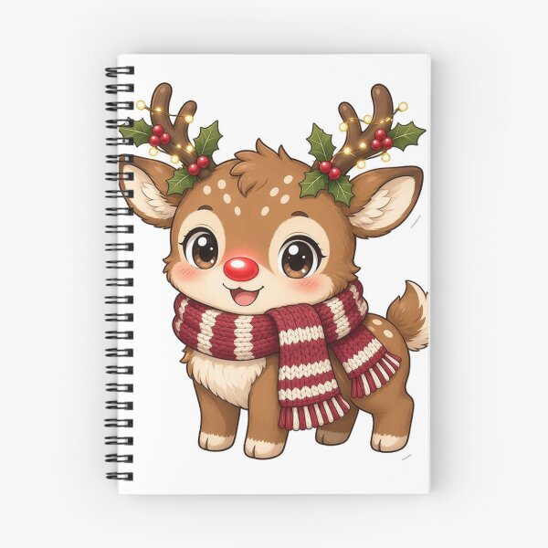Item preview, Baby Reindeer Fawn with Peppermint Scarf designed and sold by Moonlit Tower Art.