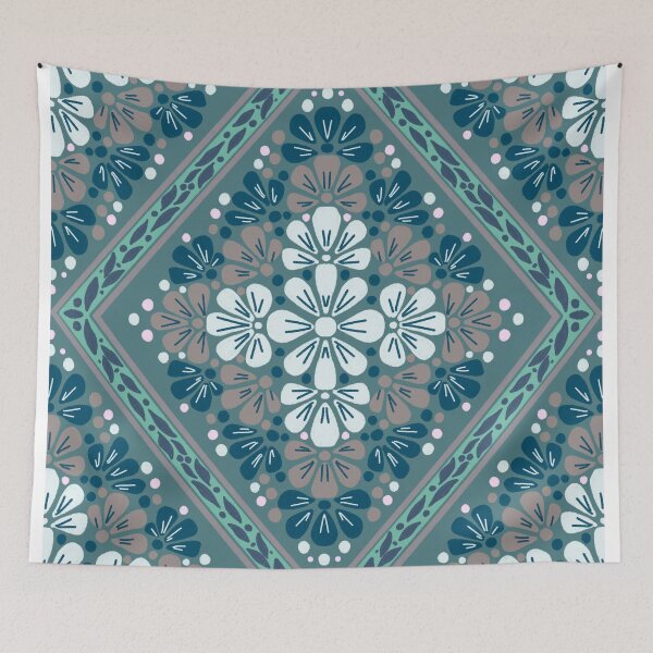Item preview, Boho Botanical Diamond Lattice Floral - Grey designed and sold by Rukhscreations.