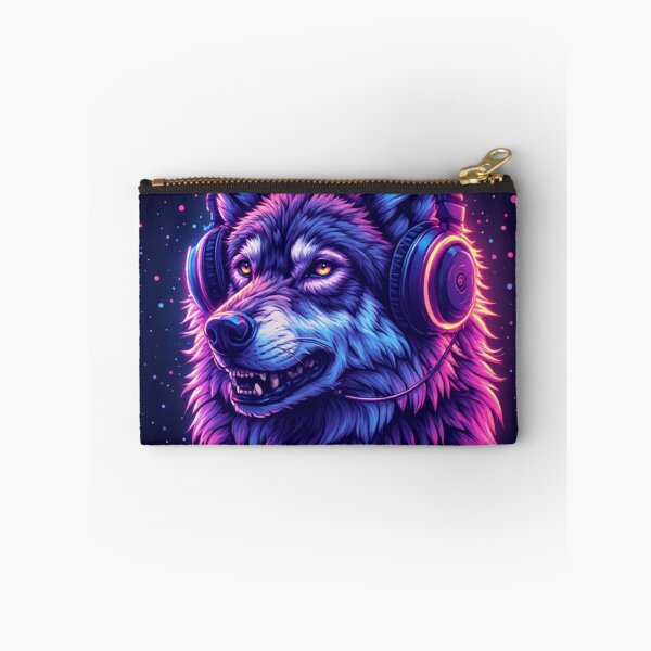 Item preview, Neon Wolf Headphones Music Lover Colorful Animal Art designed and sold by FusionCipher.