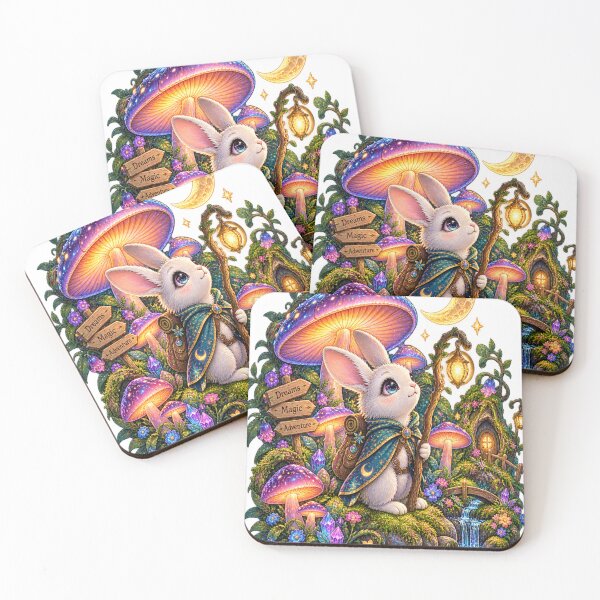 Item preview, Cute bunny wizard mushroom forest designed and sold by urbanshop7.