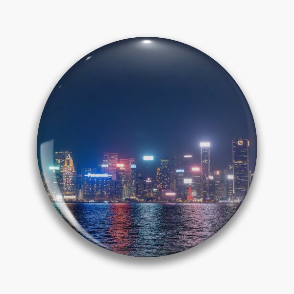 Item preview, Hong Kong Island Skyline Reflections, Neon Harbour View at Night designed and sold by WildFrameNature.