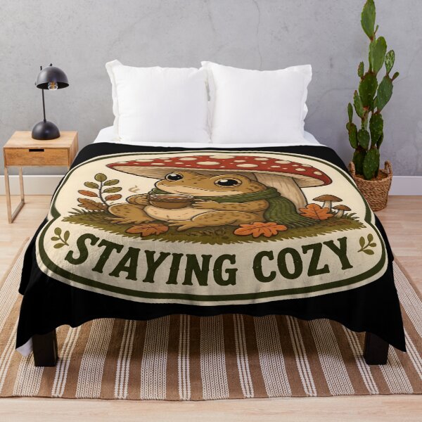 Item preview, Staying Cozy Funny Cottagecore Toad Mushroom Umbrella designed and sold by PozivoPlus.