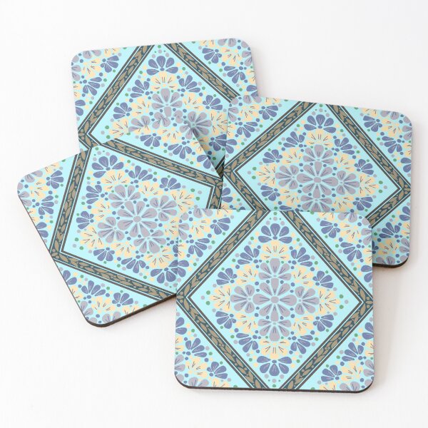 Item preview, Boho Botanical Diamond Lattice Floral - Light Blue designed and sold by Rukhscreations.