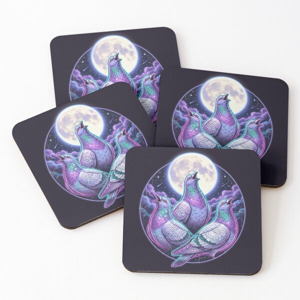 Item preview, Three Pigeon Moon - Funny Cosmic Howling Pigeons Meme Art designed and sold by Driesman.