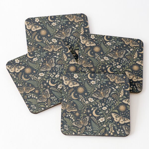 Item preview, Celestial Moths and Golden Moons Midnight Botanicals designed and sold by Kate1art.