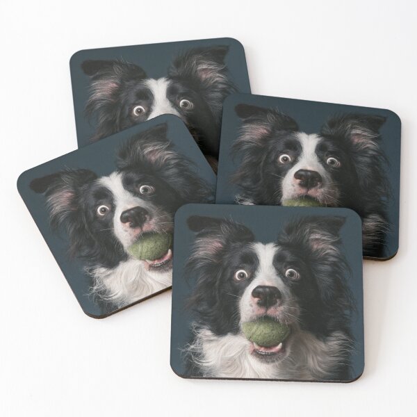 Item preview, Wide Eyed Border Collie Dog with Tennis Ball designed and sold by NicolasGlowArt.
