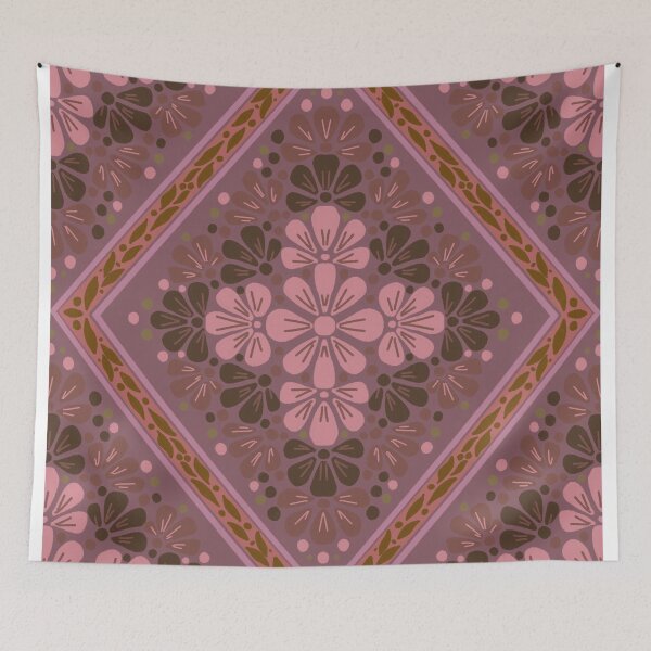Item preview, Botanical Diamond Lattice Floral - Dusty Pink designed and sold by Rukhscreations.