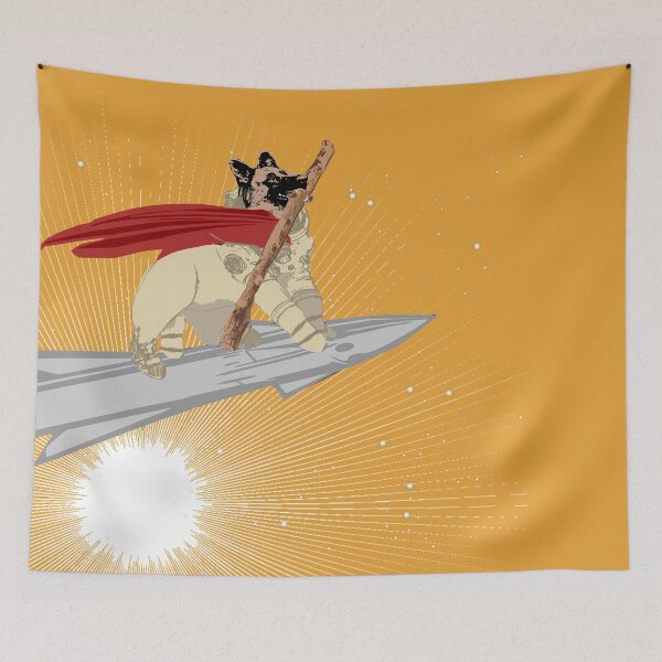 Item preview, German Shepherd Astronaut Surfing a Rocket – Retro Space Dog Art designed and sold by Eejee-SK.