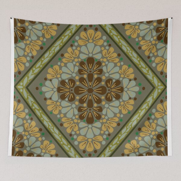 Item preview, Botanical Diamond Lattice Floral - Green designed and sold by Rukhscreations.