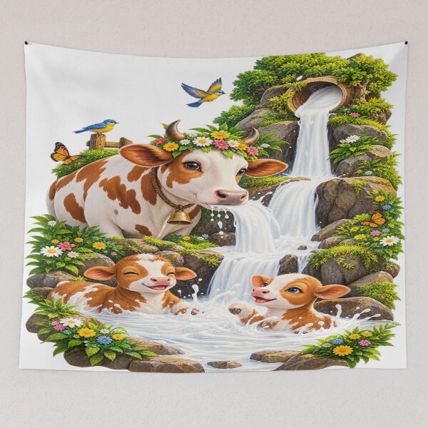Item preview, Cute cow milk waterfall  designed and sold by urbanshop7.