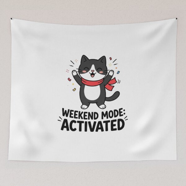 Item preview, Weekend Mode Activated Happy Cat designed and sold by PrintforDesign.