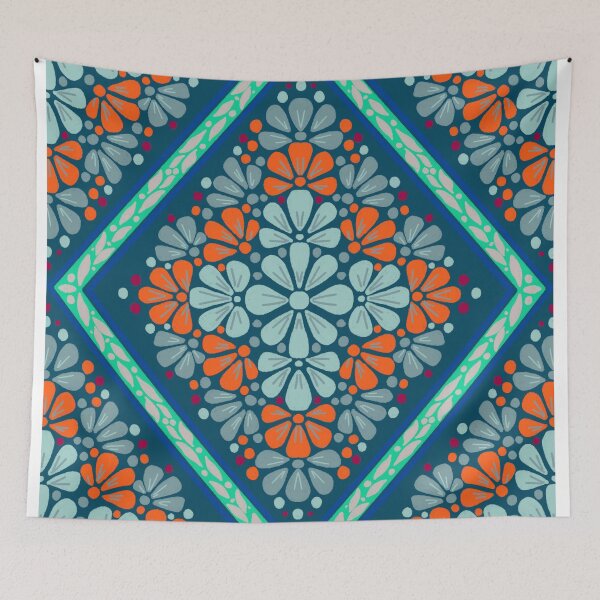 Item preview, Botanical Diamond Lattice Floral - Teal designed and sold by Rukhscreations.