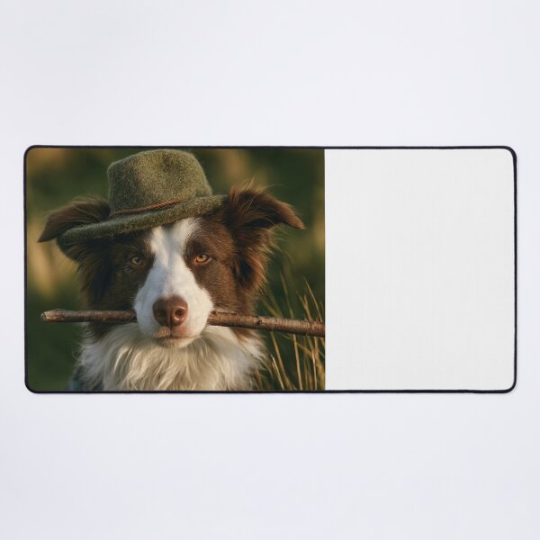 Item preview, Dapper Dog with Hat and Stick Border Collie designed and sold by NicolasGlowArt.