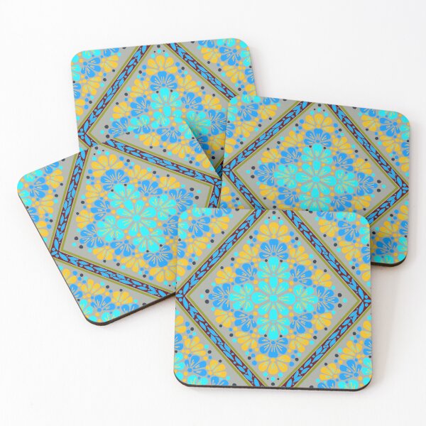 Item preview, Botanical Diamond Lattice Floral - Blue & Orange designed and sold by Rukhscreations.
