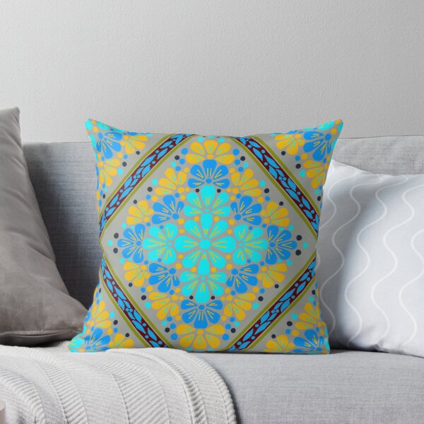 Item preview, Botanical Diamond Lattice Floral - Blue & Orange designed and sold by Rukhscreations.