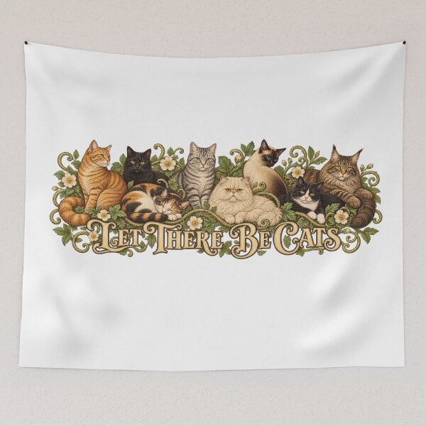 Item preview, Let There Be Cats - Vintage Botanical Cat Illustration designed and sold by Znamira.