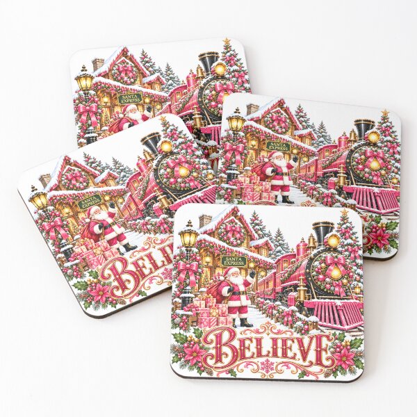 Item preview, Santa's Pink Christmas Express – Believe in Christmas Magic designed and sold by Pattern Arbor .