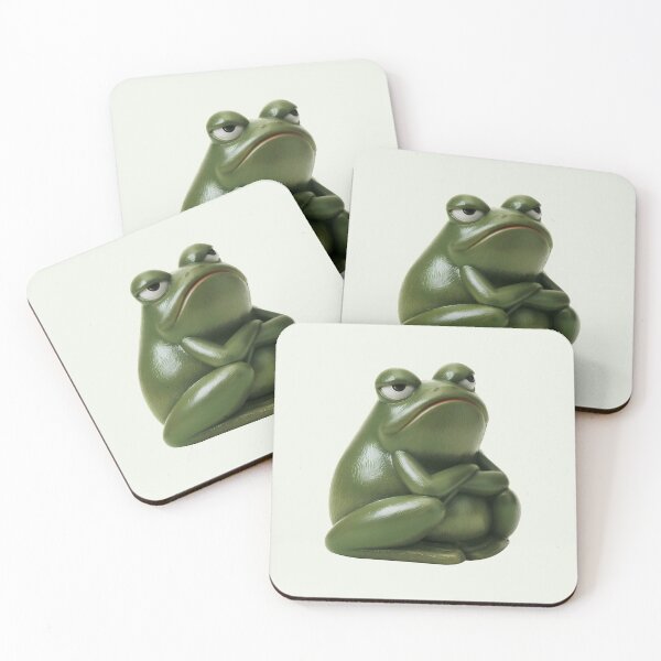Item preview, Grumpy Green Frog Sitting Arms Crossed Funny Meme Art designed and sold by peterdesigns.