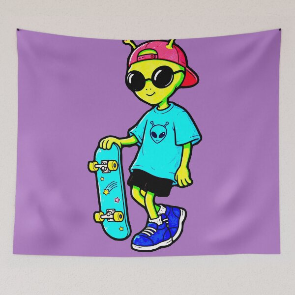 Item preview, Alien Skater Green Retro 90s Cool Extraterrestrial Skateboard designed and sold by AstronautMerch.