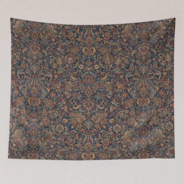 Item preview, Distressed Indigo Garden – Antique Rust Persian-Inspired Floral Pattern designed and sold by Bodique.