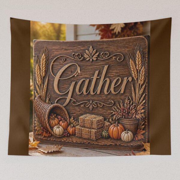 Item preview, Gather — Rustic Farmhouse Thanksgiving Themed Art designed and sold by EWPrints.