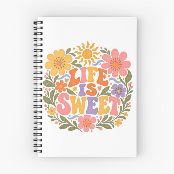 Item preview, Life is Sweet – Colorful Retro Floral Typography | Positive Flower Power Art designed and sold by AzsjaysStudio.