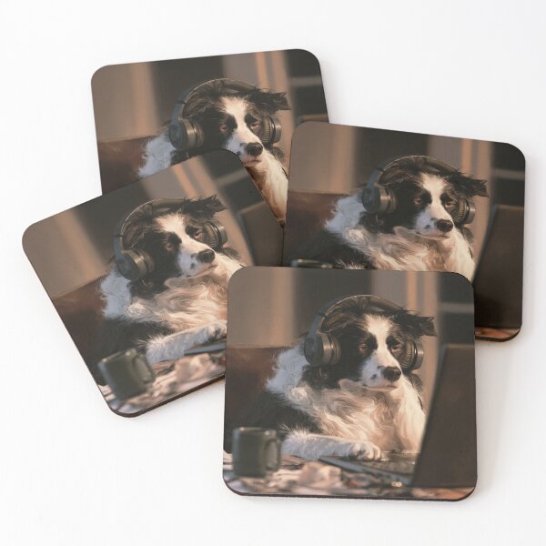 Item preview, Focused Border Collie Dog with Headphones Laptop designed and sold by NicolasGlowArt.