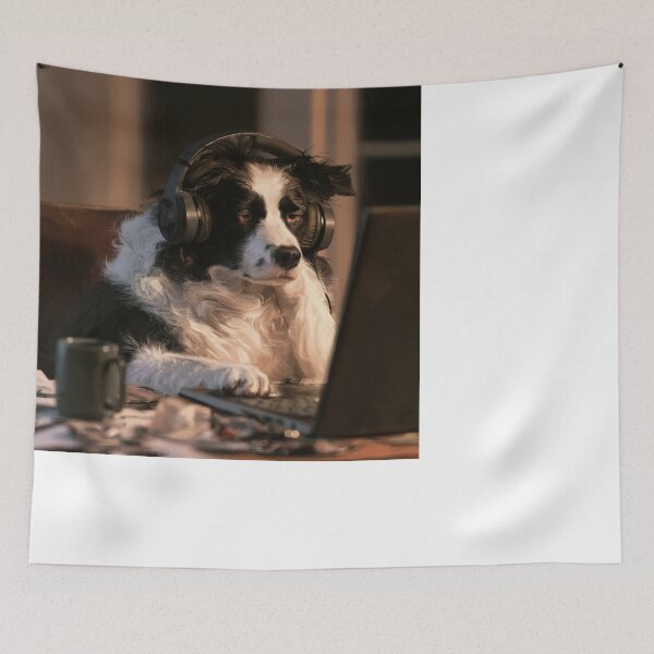 Item preview, Focused Border Collie Dog with Headphones Laptop designed and sold by NicolasGlowArt.