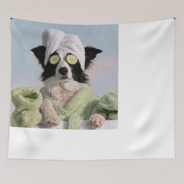 Item preview, Funny Dog Spa Day Cucumber Slices Relaxing Pet designed and sold by NicolasGlowArt.