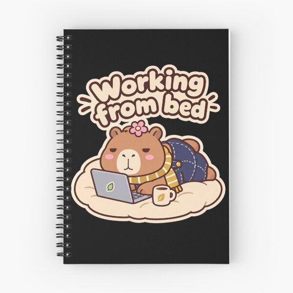 Item preview, Working From Bed – Mellow the Capybara with Laptop and Coffee, Funny WFH Art designed and sold by T-ShirtArtTom.