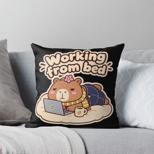 Item preview, Working From Bed – Mellow the Capybara with Laptop and Coffee, Funny WFH Art designed and sold by T-ShirtArtTom.