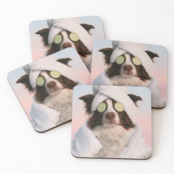 Item preview, Funny Dog Spa Day Cucumber Eye Mask Relaxation designed and sold by NicolasGlowArt.