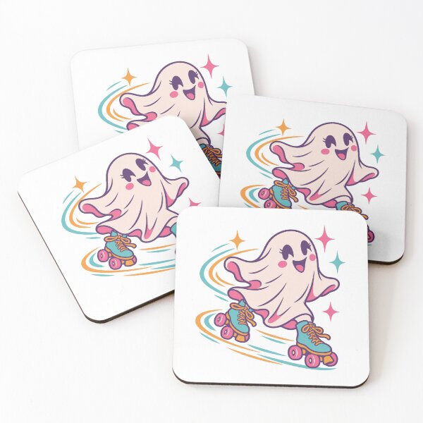 Item preview, Cute Roller Skating Ghost | Retro 90s Colorful Halloween Art designed and sold by Greemo03.