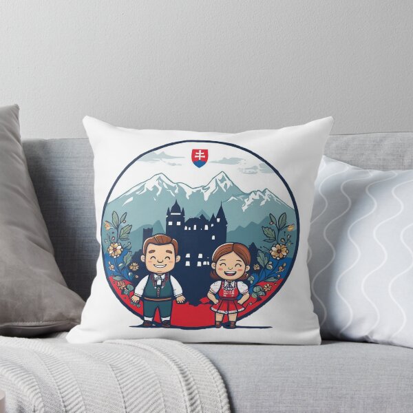 Item preview, Slovakia Folk Couple Castle Mountains Heritage Travel Design. designed and sold by The-T-In-Retro.