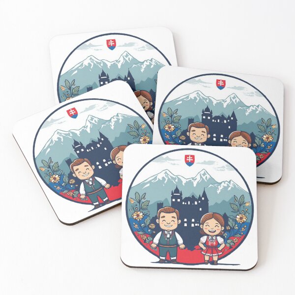 Item preview, Slovakia Folk Couple Castle Mountains Heritage Travel Design. designed and sold by The-T-In-Retro.