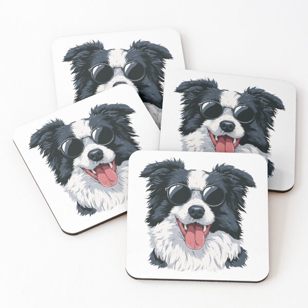 Item preview, Happy Border Collie Dog Wearing Sunglasses designed and sold by NicolasGlowArt.