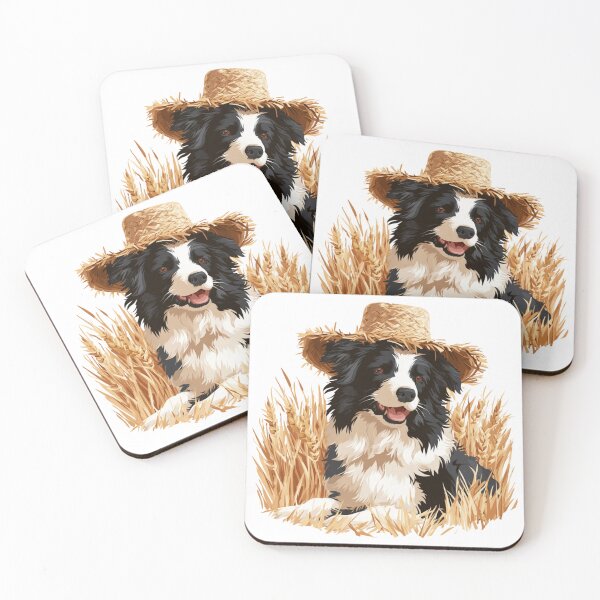 Item preview, Border Collie Dog Straw Hat Wheat Field Farmer designed and sold by NicolasGlowArt.