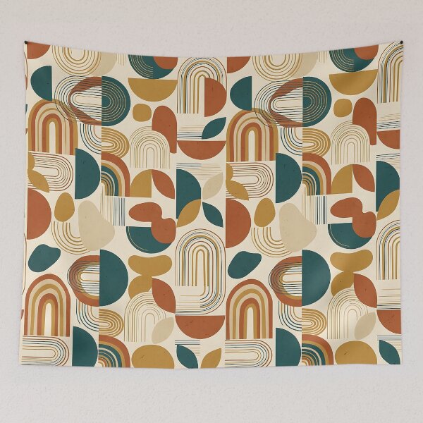 Item preview, Modernist Geometric Arches And Shapes Pattern designed and sold by wallpapersarts.