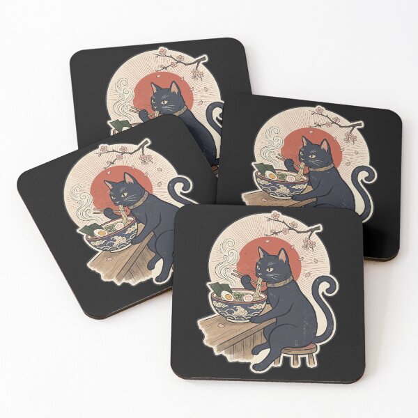 Item preview, Black Cat Eating Ramen - Vintage Japanese Ukiyo-e Art designed and sold by Driesman.