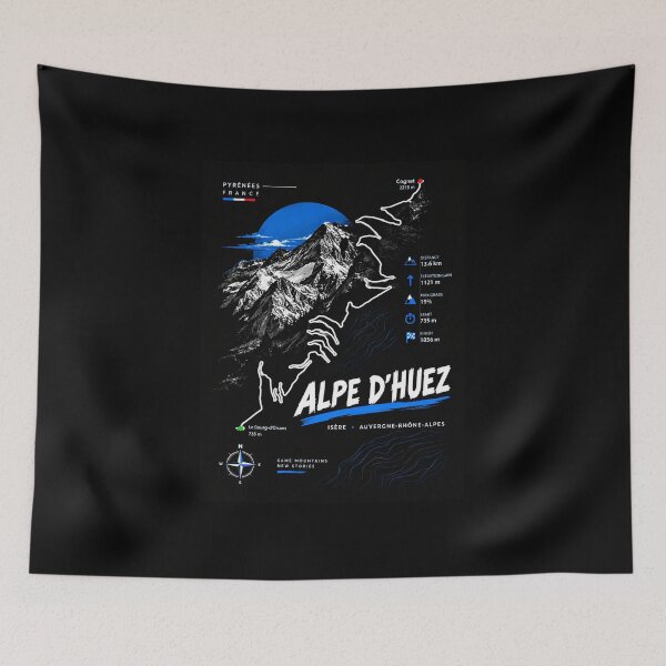 Item preview,  Alpe d'Huez, Auvergne-Rhône-Alpes, France Cycling Trail Map  designed and sold by PatternFablee.
