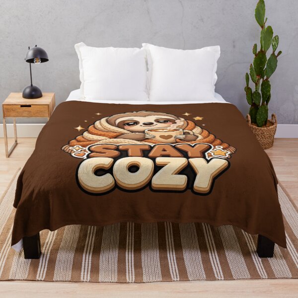 Item preview, Cute Cozy Sloth Drinking Coffee – Stay Cozy Kawaii Sloth Art designed and sold by Kruti Collection.