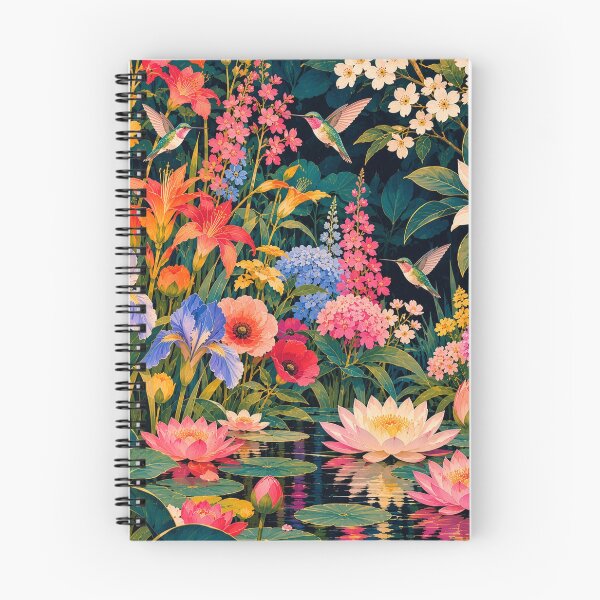 Item preview, Vibrant Garden with 3 Hummingbirds  designed and sold by Laeton Designs.