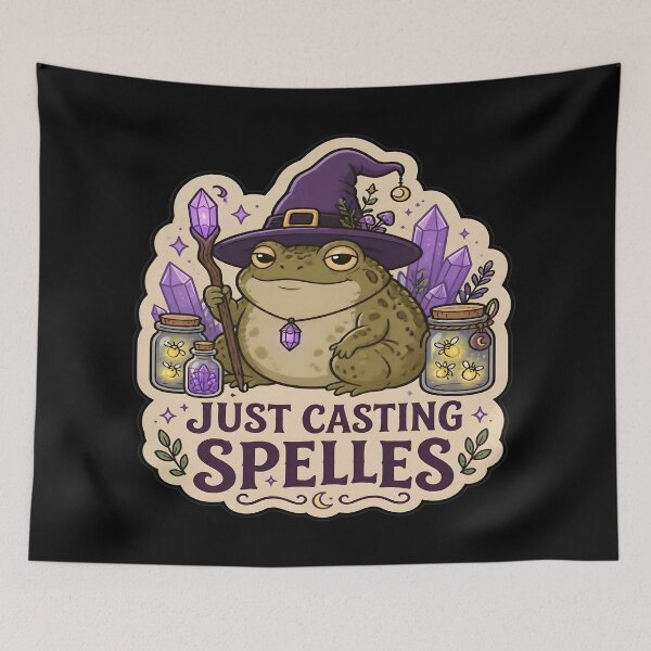Item preview, Just Casting Spelles Funny Witch Toad Crystals Goblincore designed and sold by PozivoPlus.