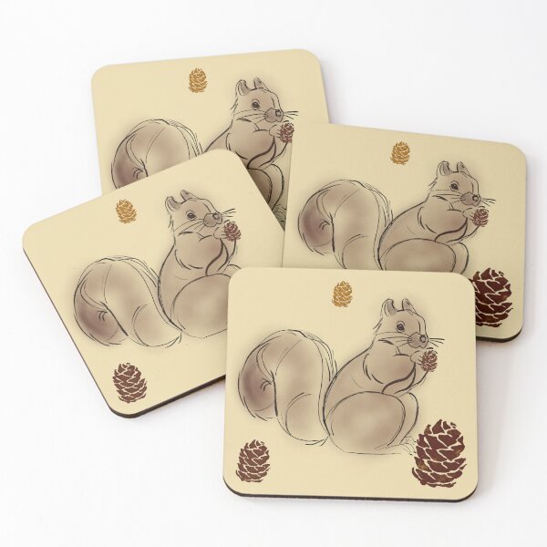 Item preview, Squirrels & Pine Cones – Vintage Forest Pattern A6 designed and sold by StefanStudioArt.
