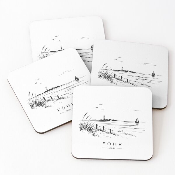 Item preview, Föhr Island Line Art - Sailboat, Dunes and North Sea designed and sold by Print-Zoo.