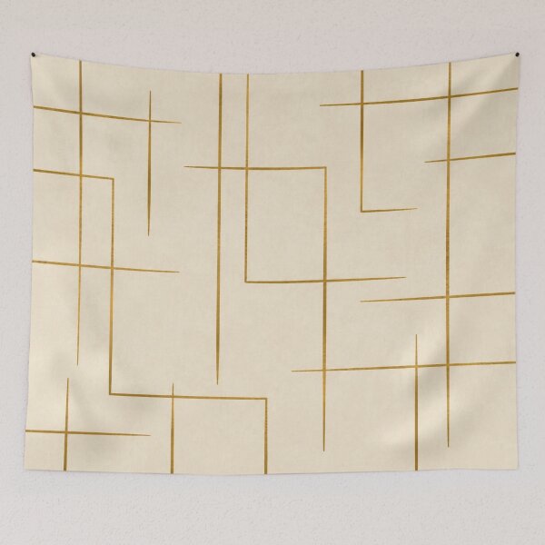 Item preview, Ecru and Gold Geometric Line Art designed and sold by PrintGo26.