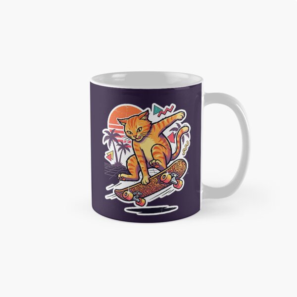 Item preview, Skater Cat Retro 80s Synthwave - Orange Tabby Skateboarding Art designed and sold by Driesman.